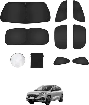 8PCS Window Shades for Ford Escape(2020-2025) Accessories – Full Coverage Sun Shade for Side Windows, Rear Triangular & Windshield – UV Protection & Privacy for Camping, Napping, Relaxing