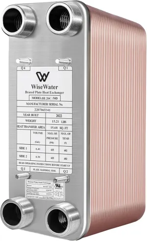 AB Plate Heat Exchanger, 5"x12" 50 Plates Water To Water Heat Exchanger, Copper/SS316L Stainless Steel Brazed Plate Heat Exchanger For Floor Heating, Water Heating, Snow Melting