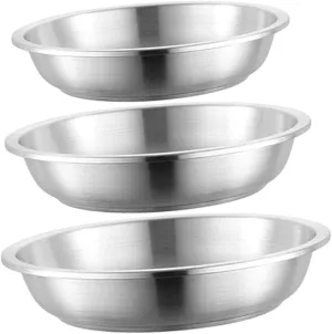 ABOOFAN Metal Plate Breakfast Dinner Set 3pc Stainless Steel Round Plates for Camping Picnic and Outdoor Meals