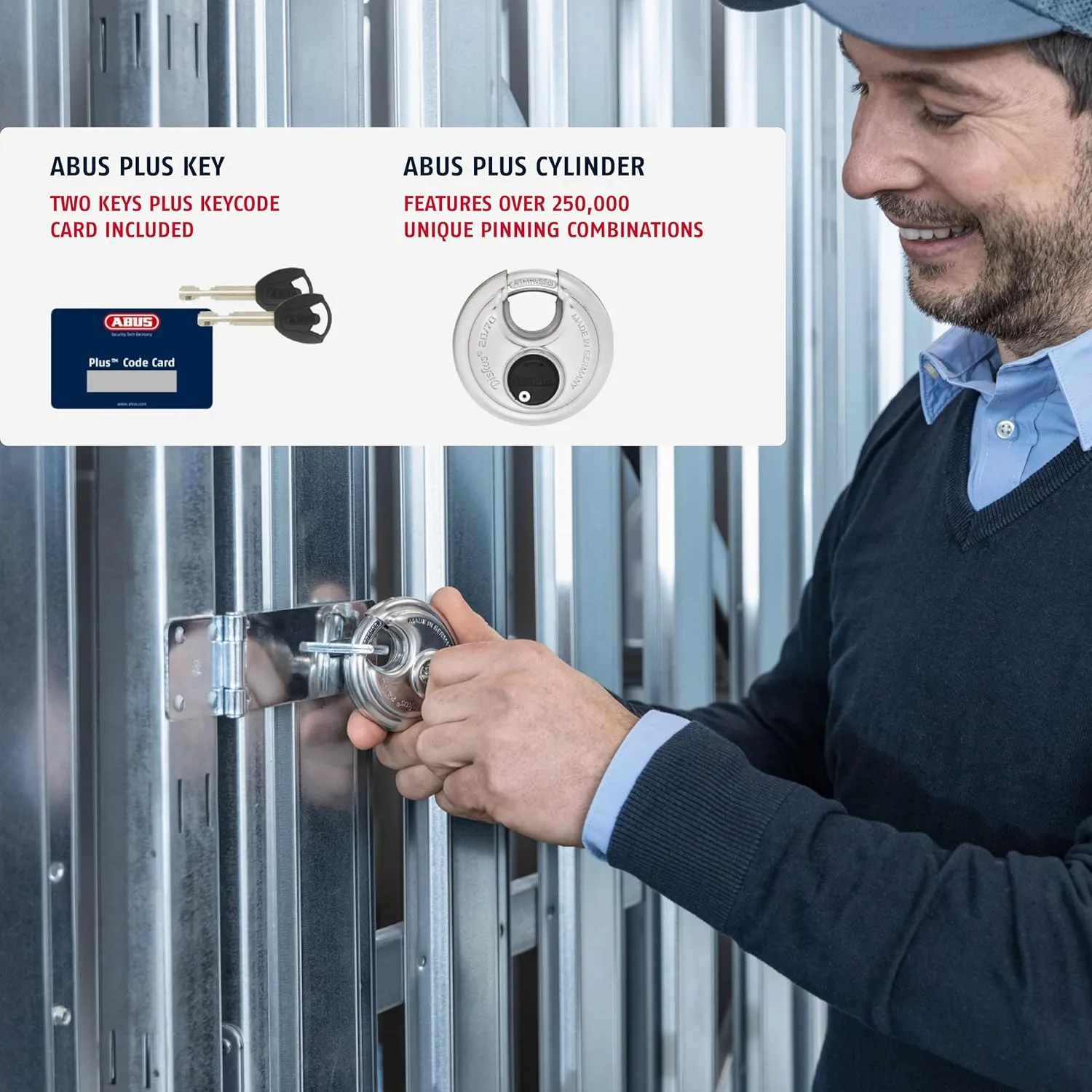 ABUS Diskus 20/70 Heavy Duty Stainless Steel Disk Padlock - Rustproof Storage Lock with 3/8" Shackle - Made in Germany - Keyed Alike Code 323614