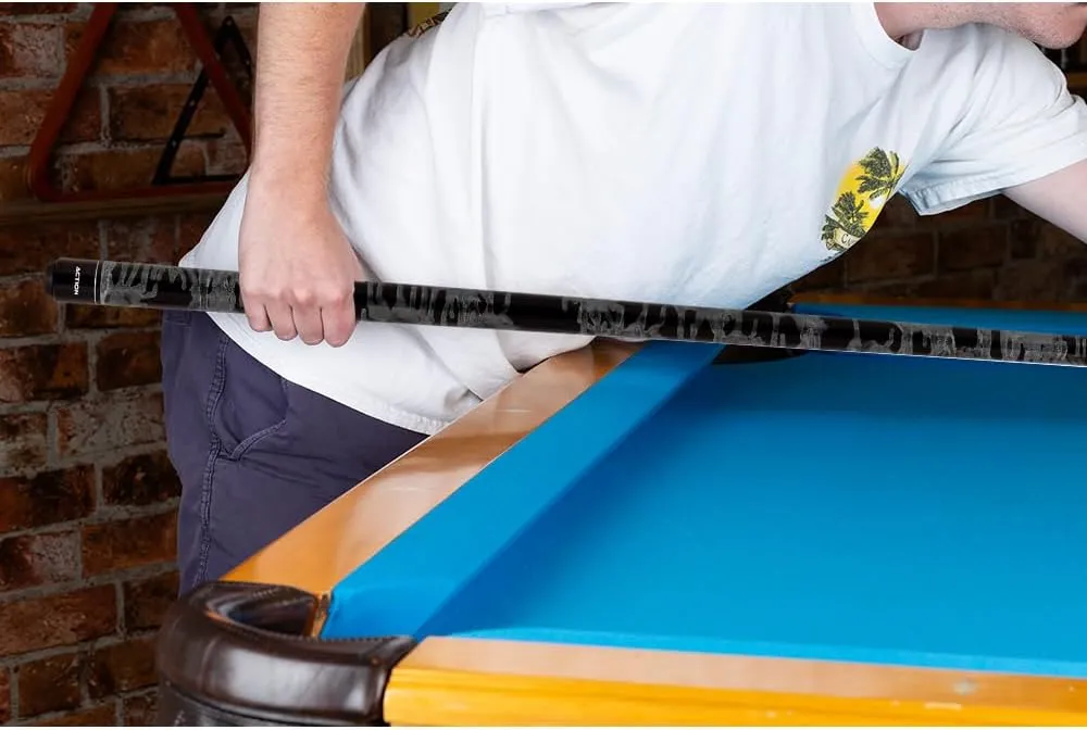 Action VAL01 Value Series Pool Cue - 58" Cue - Hard Maple Shaft with 13mm Boar Skin Tip - Black and Gray Swirl