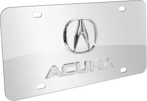 Acura 3D Logo and Nameplate Chrome Steel License Plate