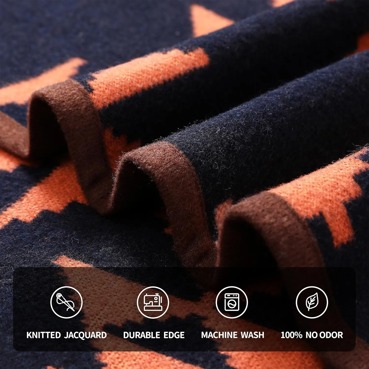 ACUSHLA Merino Wool Camp Blanket - Warm Thick Washable Large Outdoor Camping Sleeping Throw Blanket All Weather Morocco Blue 79" x63"