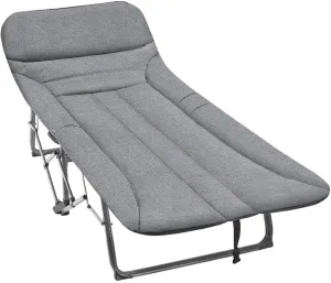 Adjustable Folding Wide Camping Cot for Adults with Soft Cushion Padded Cots for Sleeping Portable Guest Cot Bed