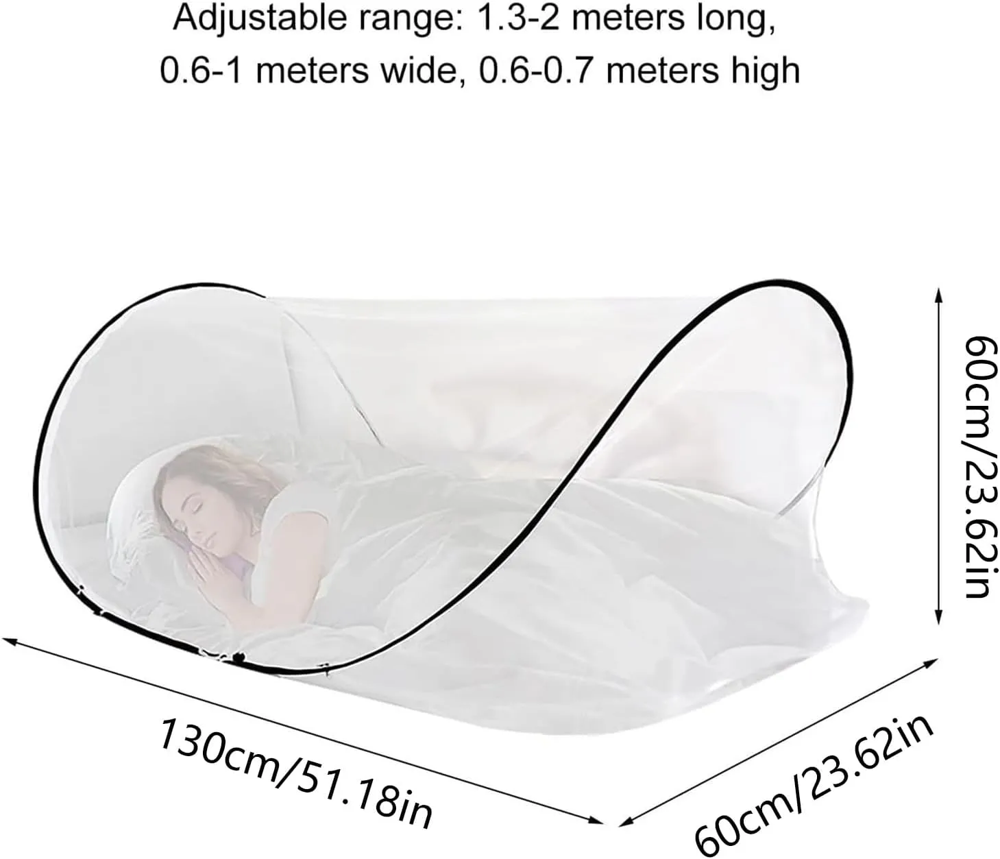 Adjustable Net Proof Bed Canopy Portable Up Net Foldable Travel Net Bed Tent Suitable for Single Beds Indoor and Outdoor (1), White