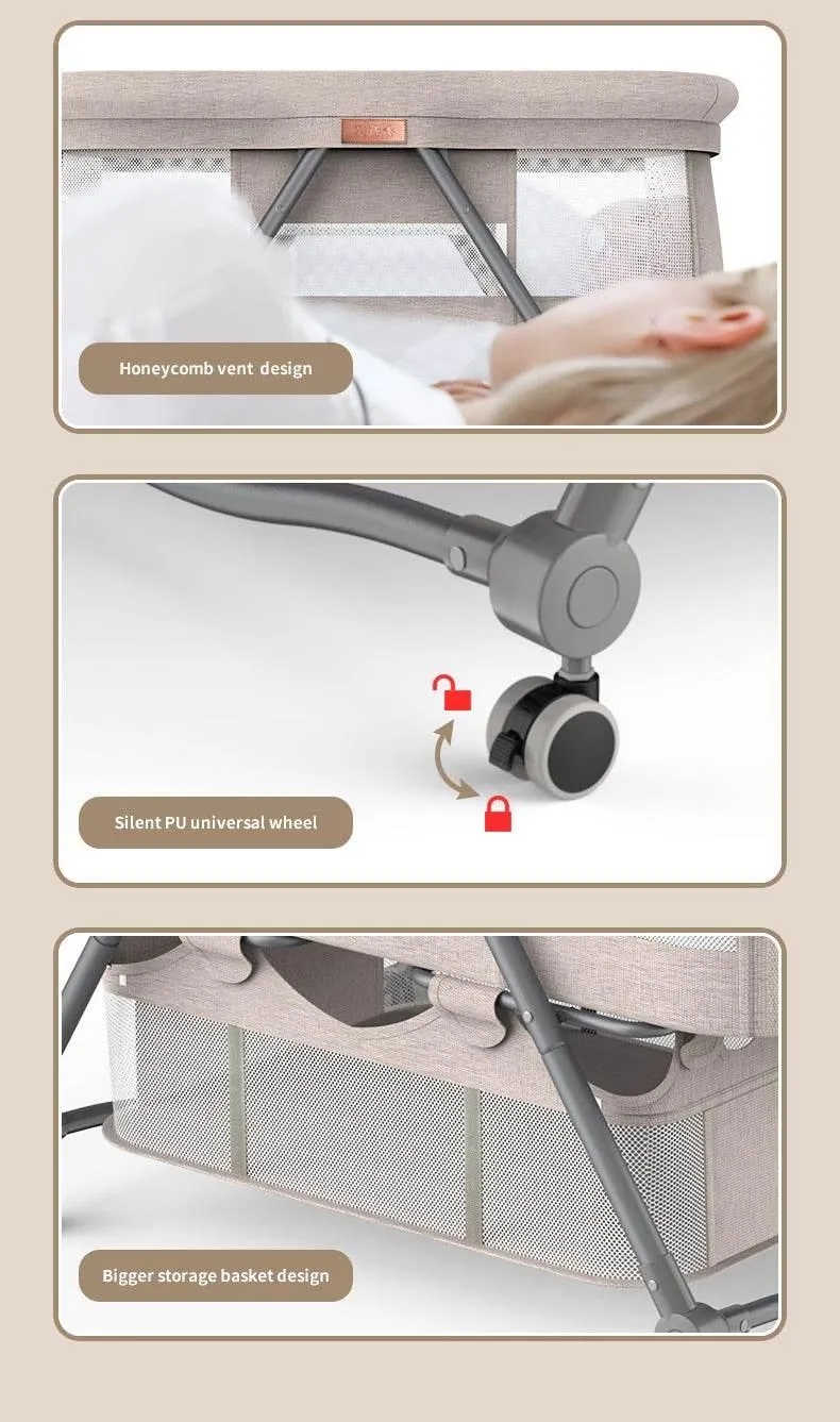 Adjustable Portable Baby Crib - Foldable Minimalist Design