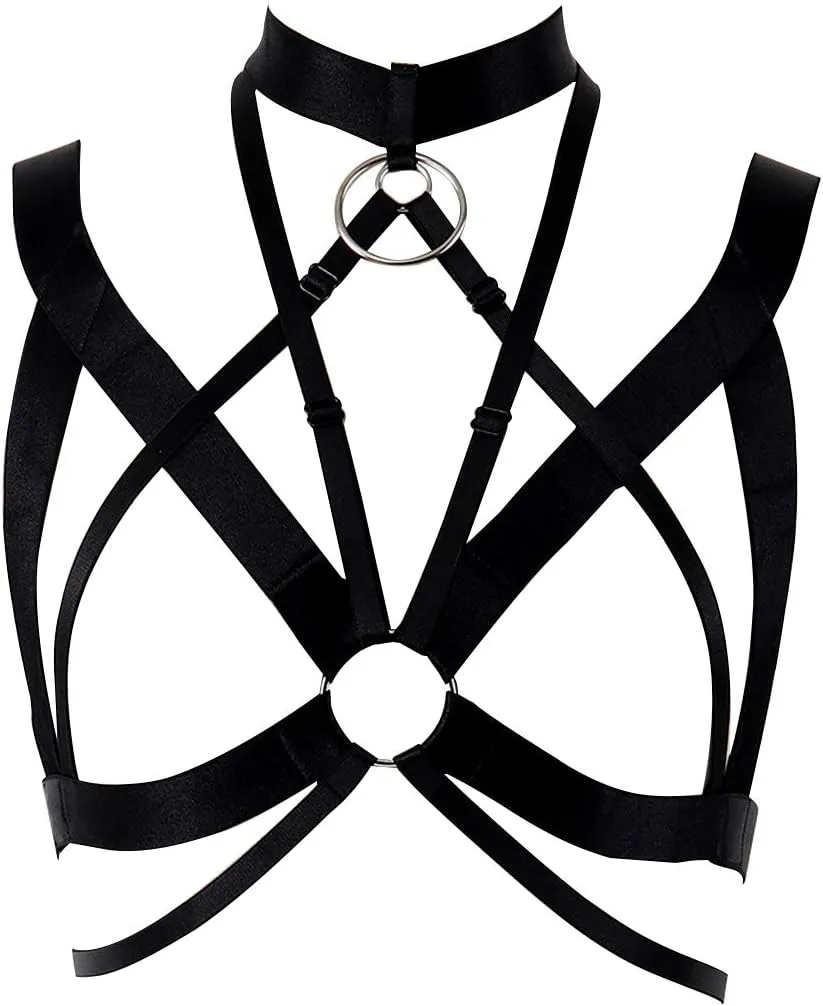Adjustable size Gothic punk Women Bralette Clothing Carnival Party Harness Bra Top Lingerie cage