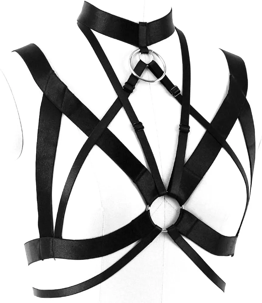 Adjustable size Gothic punk Women Bralette Clothing Carnival Party Harness Bra Top Lingerie cage