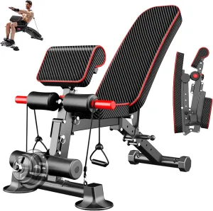Adjustable Weight Bench Utility Workout Bench for Home Gym,Foldable Incline Decline Benches for Full Body Workout,Maximum Weight 600 Lbs