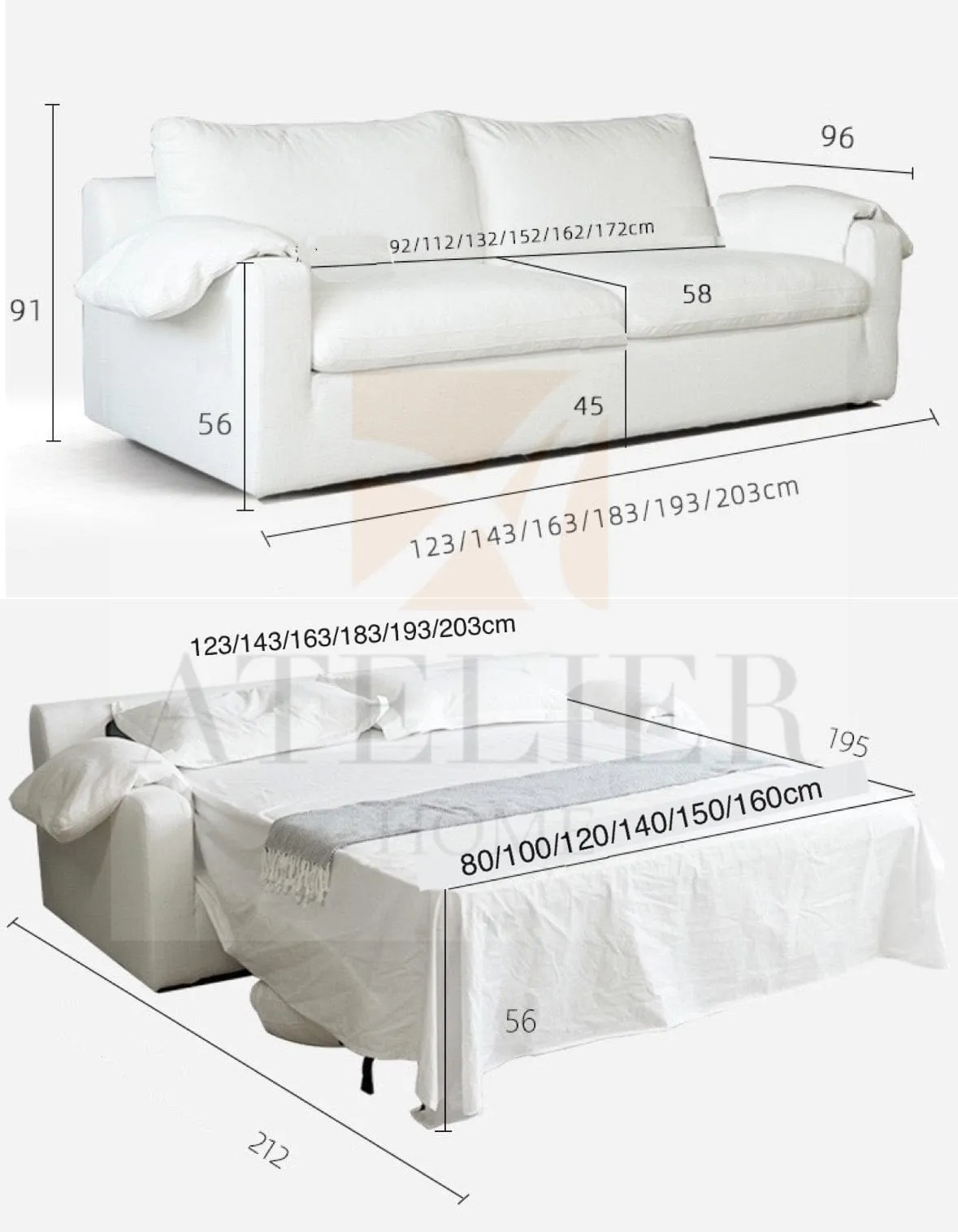 Adrian Foldable Sofa Bed with Mattress