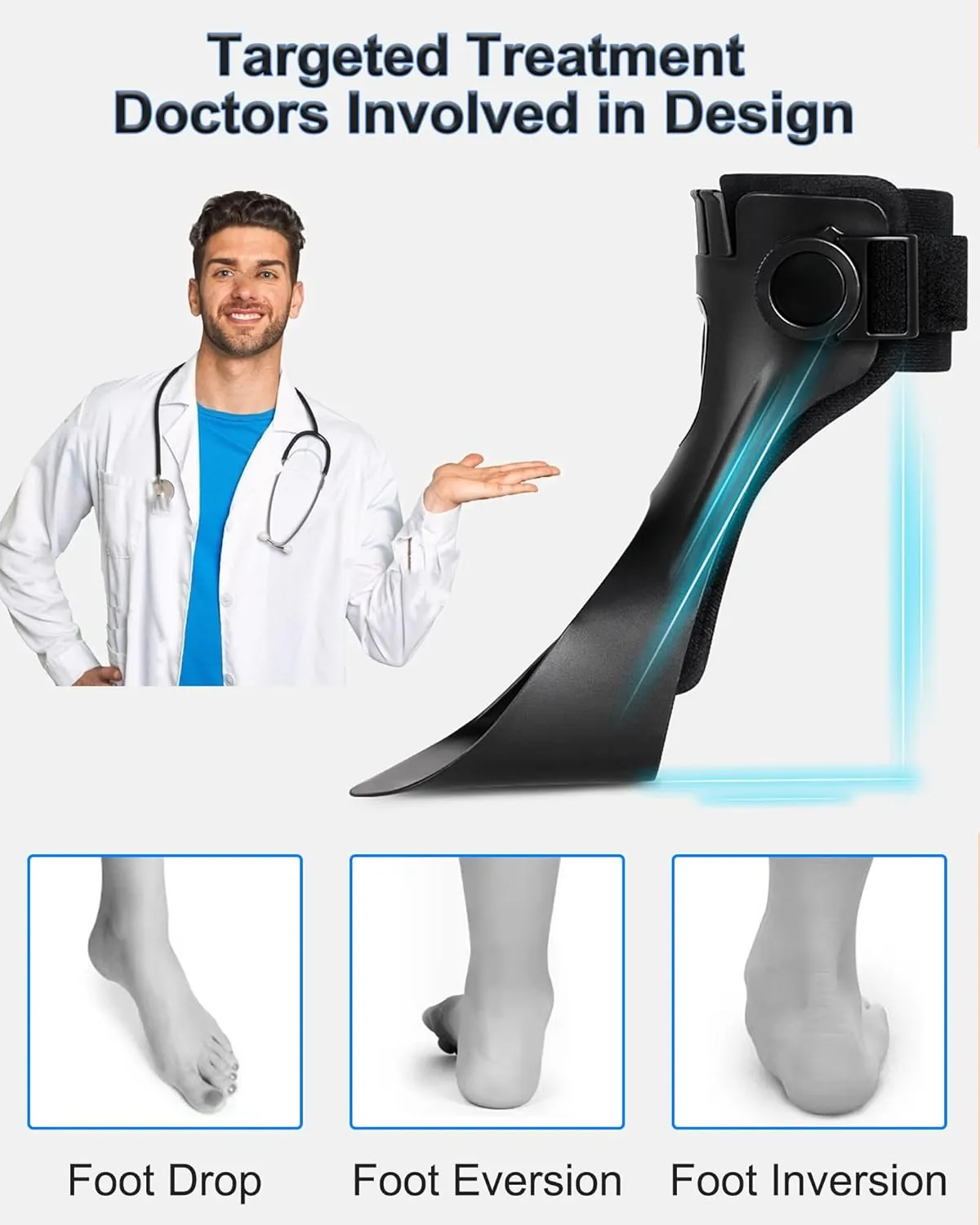 AFO Drop Foot Brace for Walking - Upgraded, Comfortable & Efficient, Adjustable, For Achilles Tendonitis, Plantar Fasciitis, Stroke, TBI, ALS, MS, Bone Fracture, ASO(Right, X-Large)