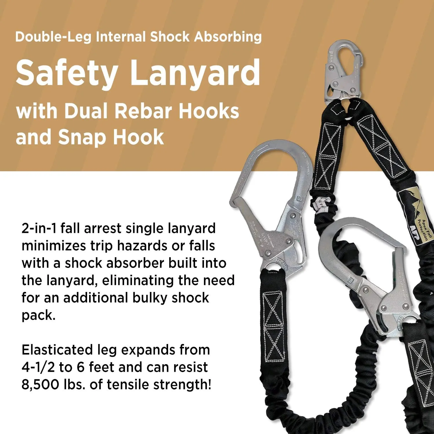AFP Universal Full-Body Safety Harness w/Dorsal D-Ring Tongue Buckle Legs High-Viz Green, Shock Absorbing Lanyard (OSHA/ANSI)