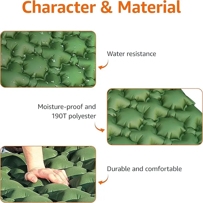 Amazon Basics Sleeping Pad for Camping and Backpacking, Built-In Foot Pump, Olive Green