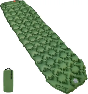 Amazon Basics Sleeping Pad for Camping and Backpacking, Built-In Foot Pump, Olive Green