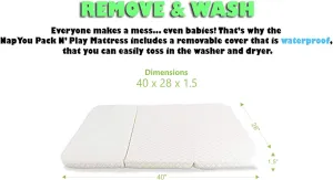 Amazon Exclusive Pack n Play Mattress, Convenient Fold with Bonus Easy Handle Carry Bag - Large Size 28 inches x 40 inches