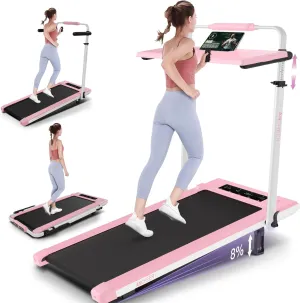 ANCHEER Walking Pad Treadmill with 8% Incline&Adjustable Height,8 in 1 Under Desk Treadmills with Removable Desk Workstation,Foldable Treadmill for Home 300lbs Max,3 Type Control,Installation-Free
