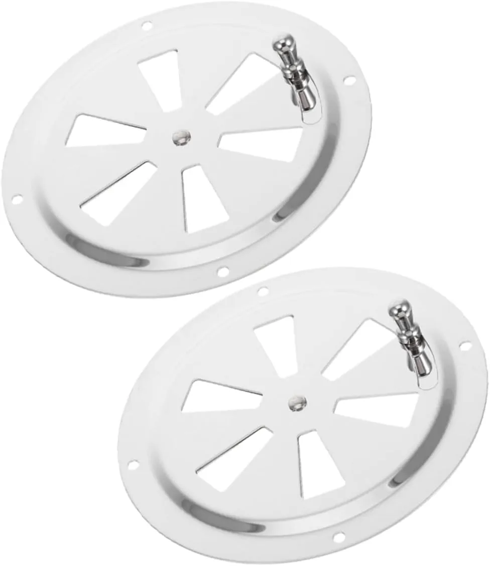 Angoily 2pcs Stainless Steel Round Louver Vent Covers for Boats Manual Open and Close Air Circulation Grill Plates Durable Ventilation for Cabin Airflow