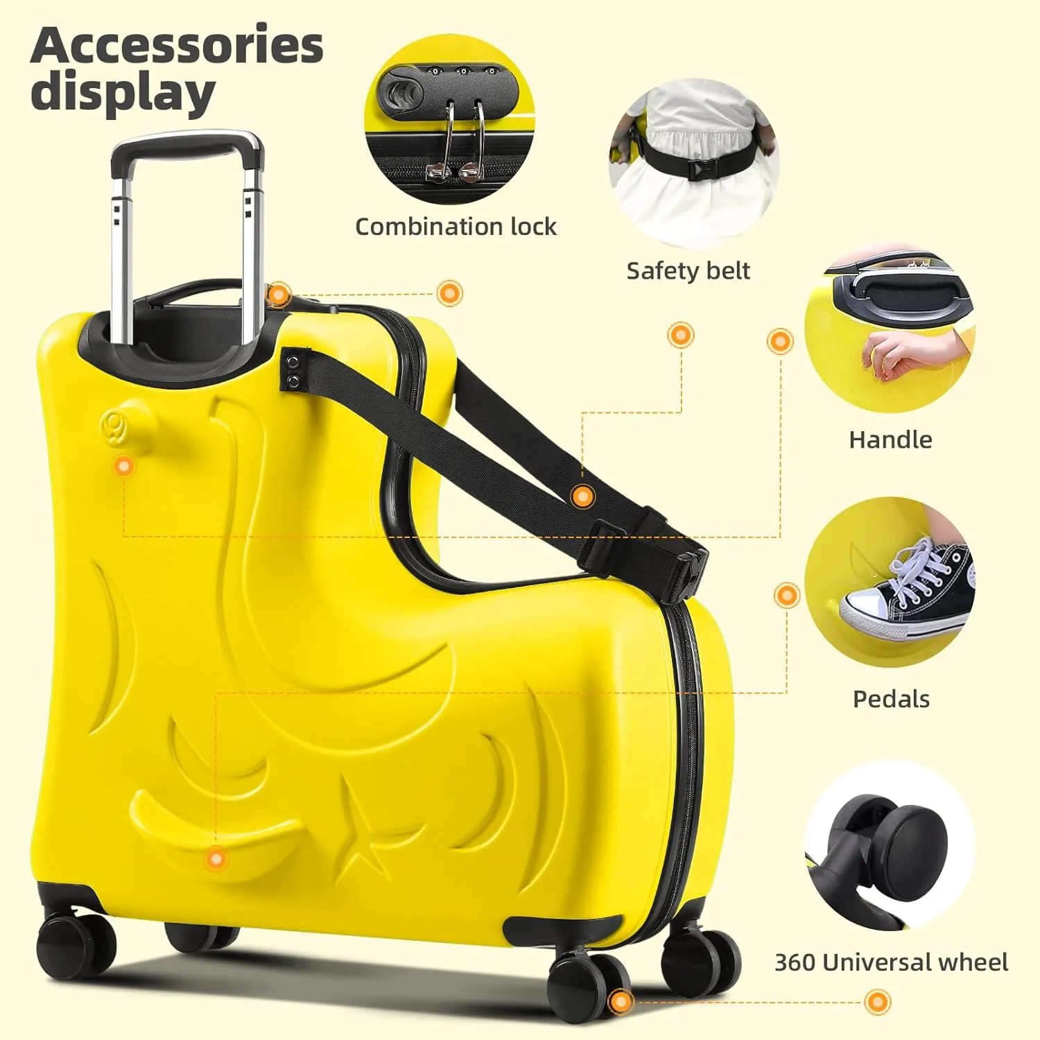 AOWEILA All-in-One Baby Travel Carrier & Ride-On Suitcase – Stroller Replacement with Safe Harness & Easy Pull Handle