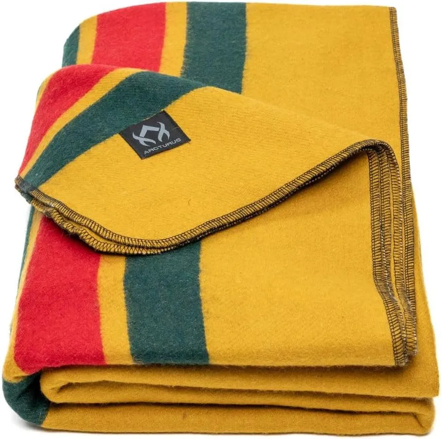 Arcturus Patterned Wool Blankets - 4.5lbs Warm, Heavy, Washable, Large | Great for Camping, Outdoors, Sporting Events, or Survival & Emergency Kits
