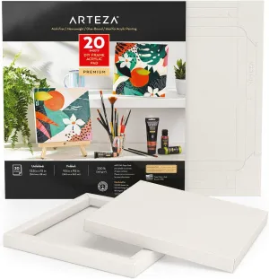 Arteza Acrylic Paper Foldable Canvas Pad, 9.5x9.5 Inches, 20 Sheets, DIY Frame, Heavyweight Acrylic Paint Paper, 220 lb, 360 GSM, Acid-Free, Art Supplies for Painting & Mixed Media Art