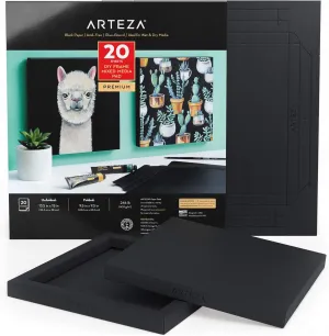 ARTEZA Mixed Media Paper Foldable Canvas Pad, 9.5x9.5 Inches, 20 Sheets, Black Paper