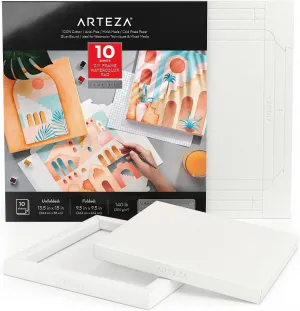 ARTEZA Watercolor Paper Foldable Canvas Pad, 9.53x9.53 Inches, 10 Sheets, Cotton Paper