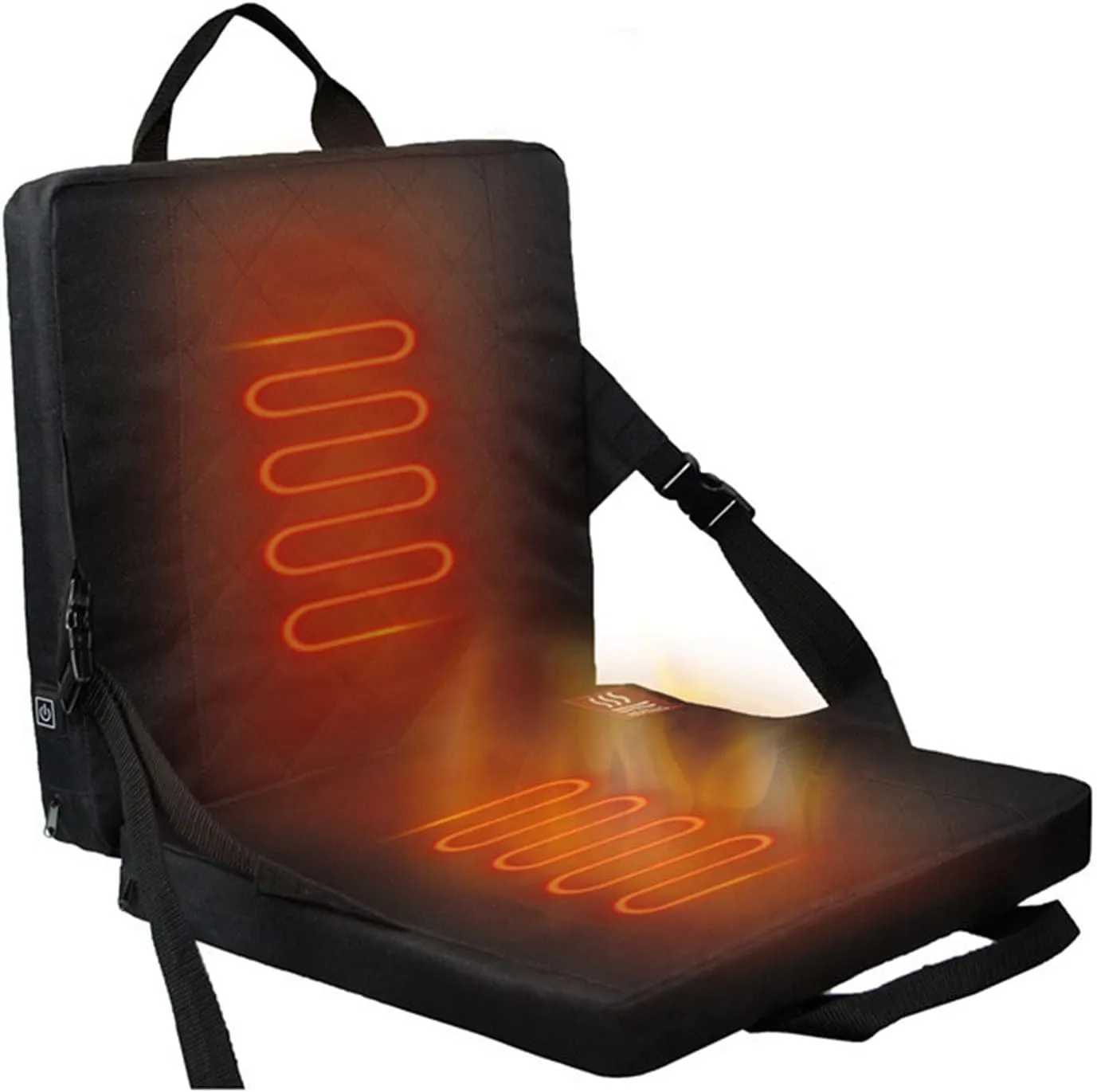 Asixxsix Portable Folding Heated Seat Cushion, USB Powered Adjustable Pad Heated Memory Foam Backrest Cushion for Winter, Outdoor, Stadium