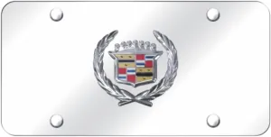Au-TOMOTIVE GOLD, INC. Officially Licensed New Crest 3D Logo on Chrome Stainless Steel License Plate for Cadillac