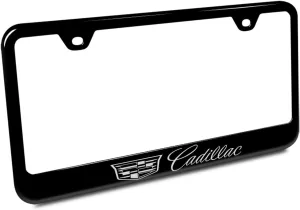 Au-TOMOTIVE GOLD Laser Etched License Plate Frame for Cadillac Cadillac (Black)