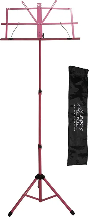 Audio 2000S Audio2000'S AST4441PK Portable Folding Steel Sheet Music Stand with Carrying Bag-Pink