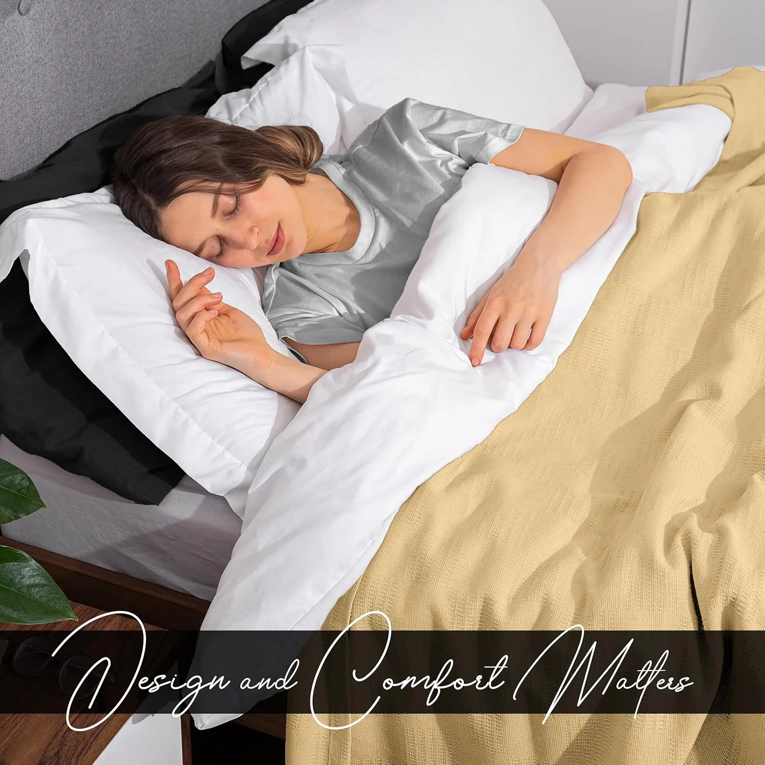 Avalon Bedding 100% Cotton King Size Thermal Blanket (108"x90") - Perfect Layering Blanket for Any Season - Beige