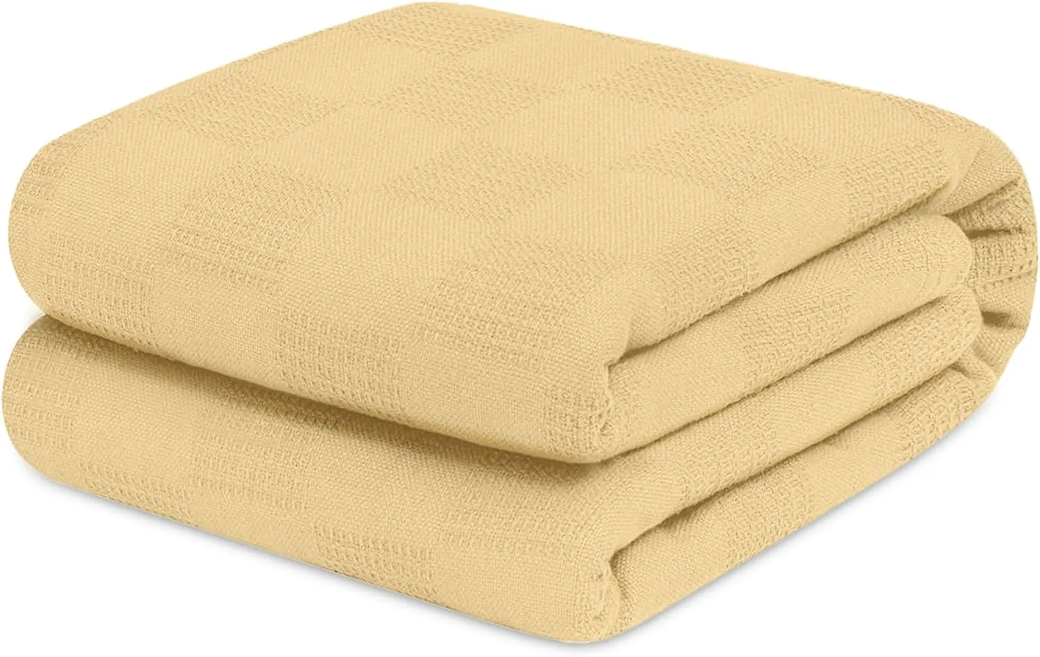 Avalon Bedding 100% Cotton Queen Size Thermal Blanket (90"x90") - Perfect Layering Blanket for Any Season - Beige