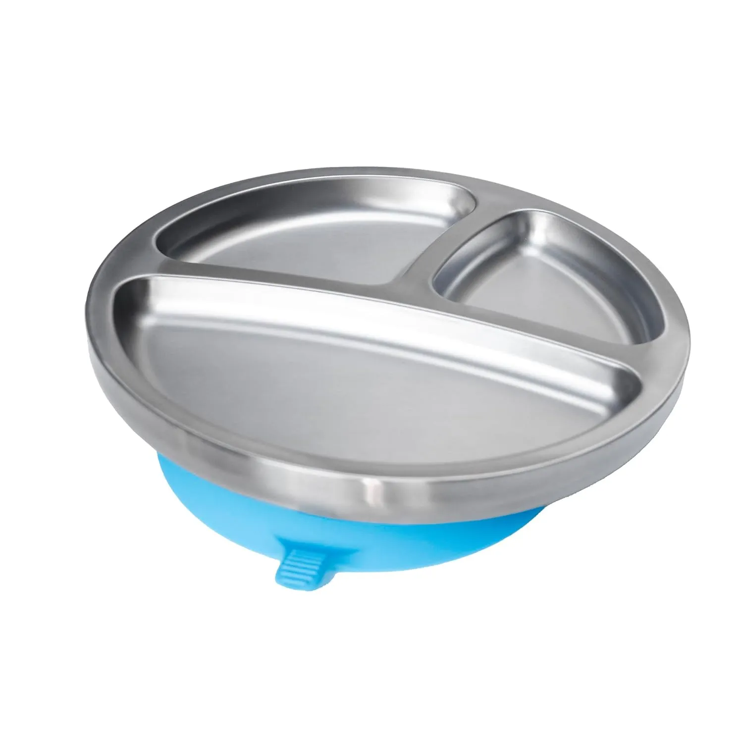 Avanchy Baby Plates with Suction – Stainless Steel Divided Plates for Toddlers, BPA-Free, Dishwasher Safe, Unbreakable, Non-Toxic, 100% Silicone Suction – Orange