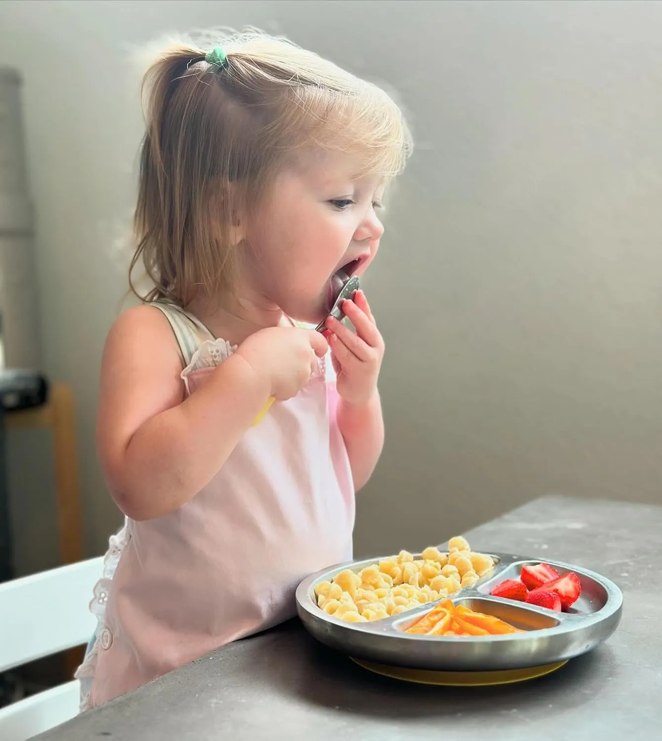 Avanchy Baby Plates with Suction – Stainless Steel Divided Plates for Toddlers, BPA-Free, Dishwasher Safe, Unbreakable, Non-Toxic, 100% Silicone Suction – Orange