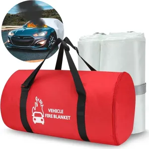 Azazccm Emergency Fire Blanket for Car, Large Fiberglass Fire Extinguisher Blanket, Survival Safety Fire Suppression Blanket for Electric Vehicle Truck Automotive Conflagration (13.12x19.68FT)