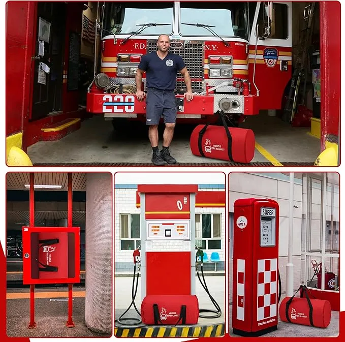 Azazccm Emergency Fire Blanket for Car, Large Fiberglass Fire Extinguisher Blanket, Survival Safety Fire Suppression Blanket for Electric Vehicle Truck Automotive Conflagration (13.12x19.68FT)