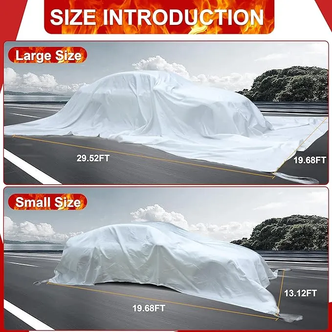 Azazccm Emergency Fire Blanket for Car, Large Fiberglass Fire Extinguisher Blanket, Survival Safety Fire Suppression Blanket for Electric Vehicle Truck Automotive Conflagration (13.12x19.68FT)