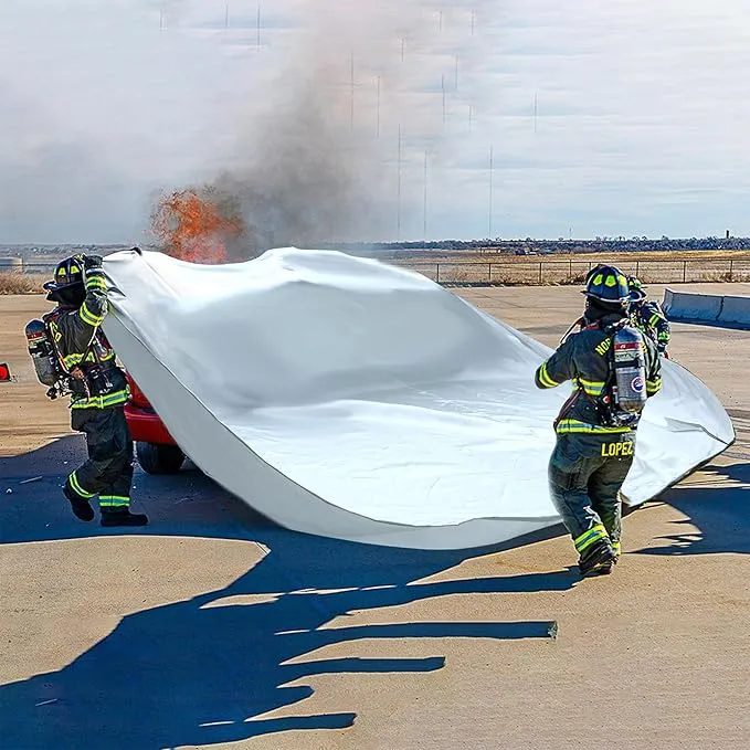 Azazccm Emergency Fire Blanket for Car, Large Fiberglass Fire Extinguisher Blanket, Survival Safety Fire Suppression Blanket for Electric Vehicle Truck Automotive Conflagration (13.12x19.68FT)