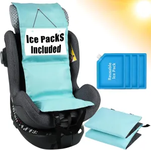 Baby Car Seat Cooling Pad with 4 Ice Packs 20% Longer Coverage Baby Carseat Cooler Cooling for Car Seat Belts Summer Essential
