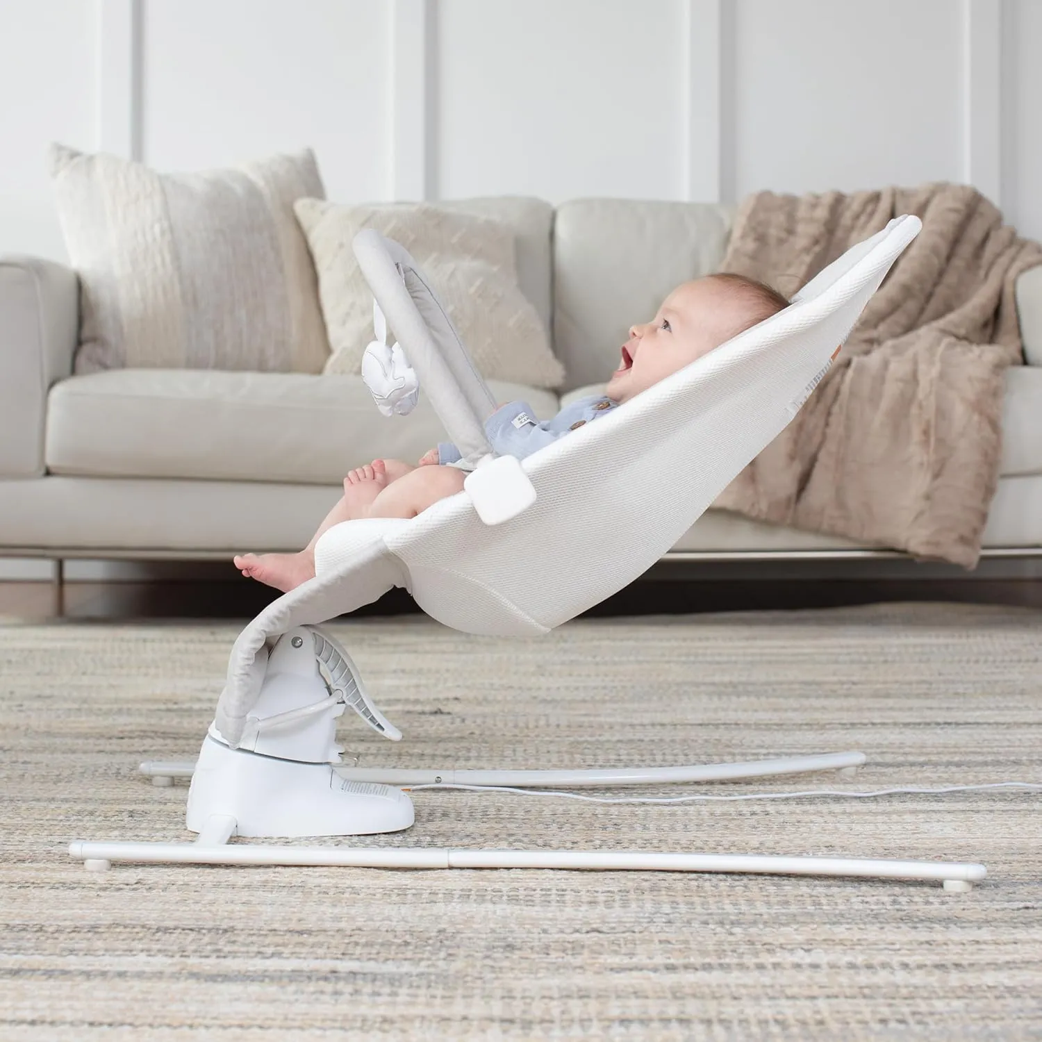 Baby Delight Alpine Wave Deluxe Infant Swing | Automated Motion Baby Lounger Seat | Infants 0 – 6 Months | Driftwood Grey