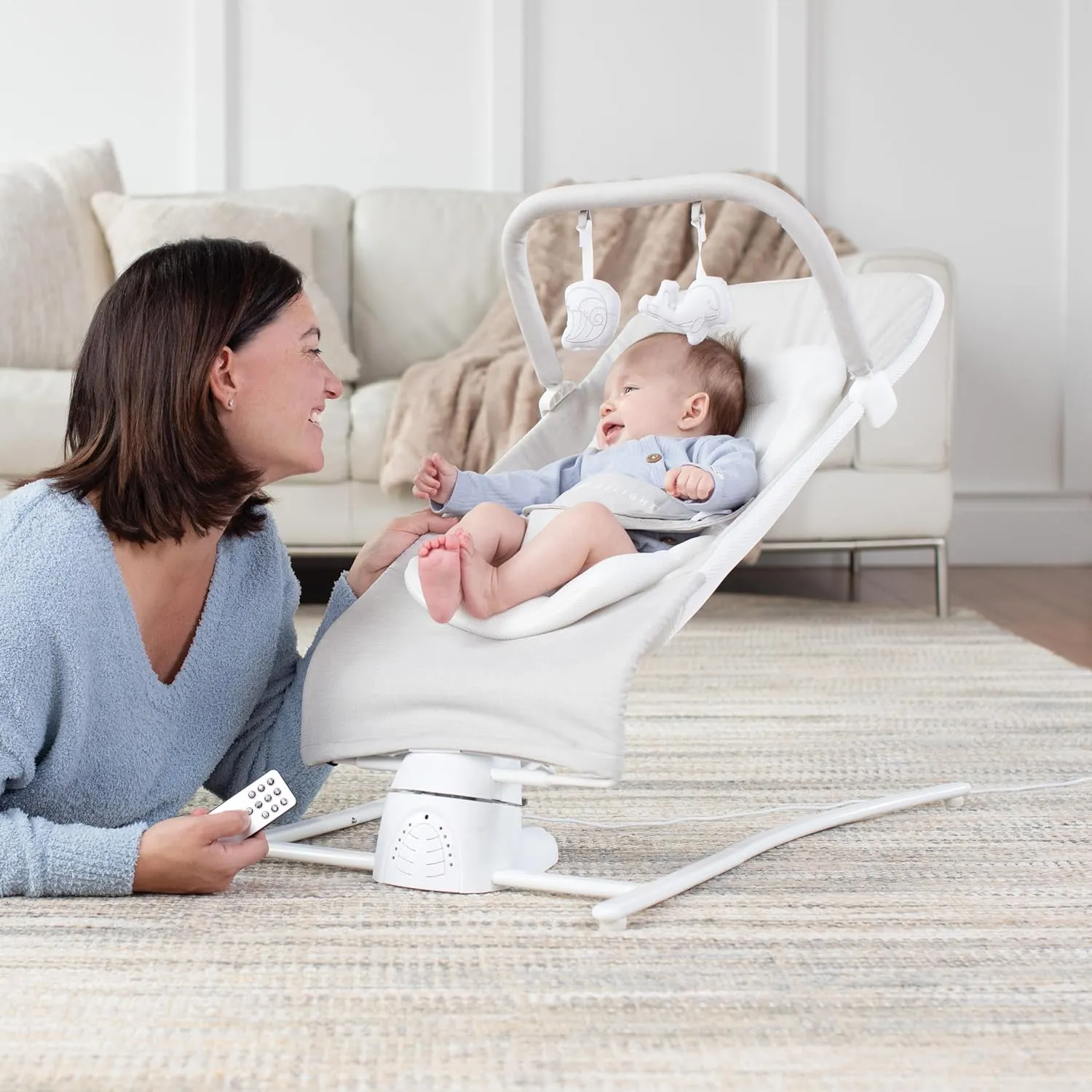 Baby Delight Alpine Wave Deluxe Infant Swing | Automated Motion Baby Lounger Seat | Infants 0 – 6 Months | Driftwood Grey