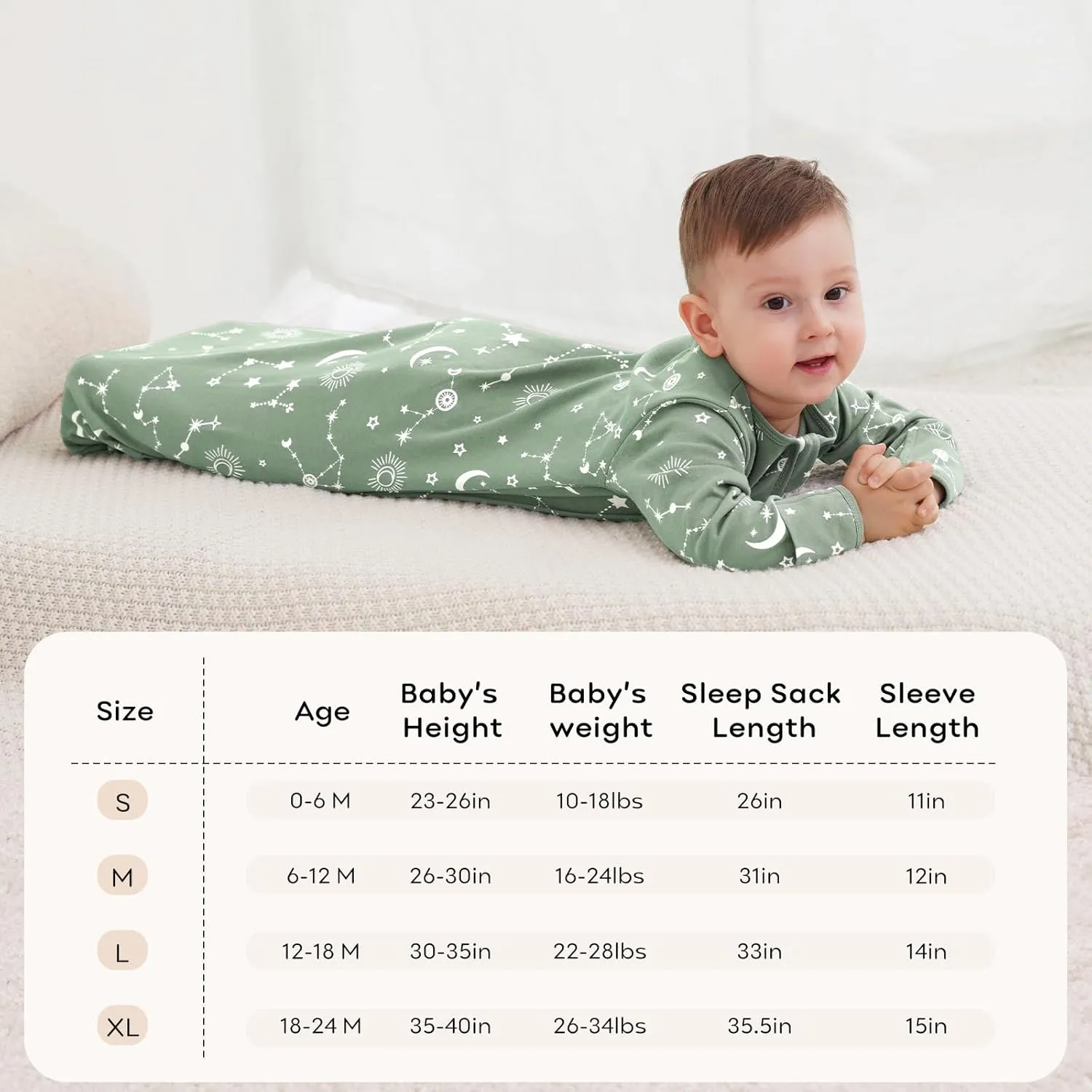 Baby Sleep Sack 12-18 Months 100% Cotton Long Sleeve Wearable Blanket Baby Sleep Bag with 2-Way Zipper 2 Pack 0.5 Tog Sleeping Sack for Newborn Infant
