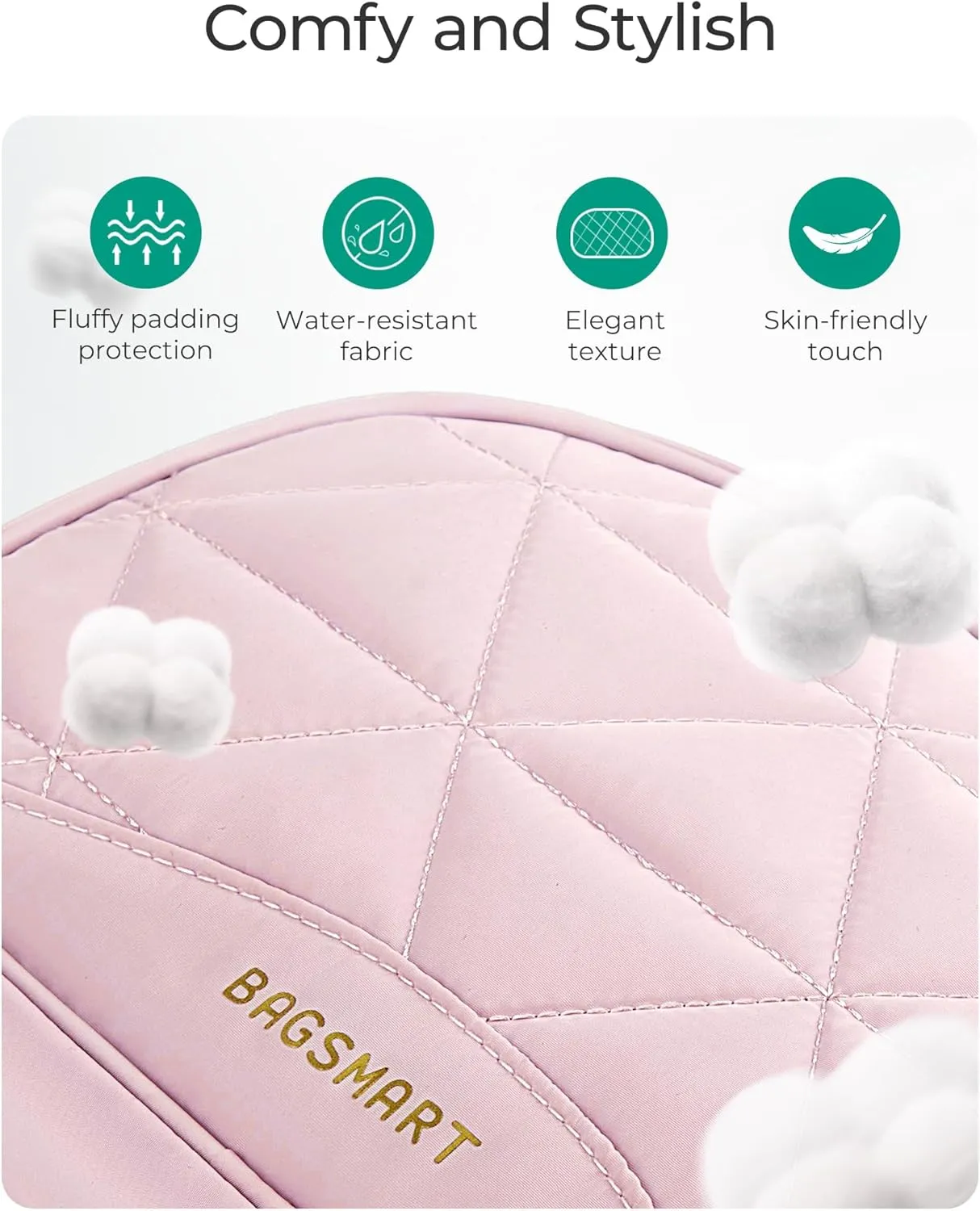 BAGSMART Travel Jewelry Case Jewelry Organizer Storage Roll Rings Necklaces Earrings Bracelets Brooches Watch Large Portable Light Pink