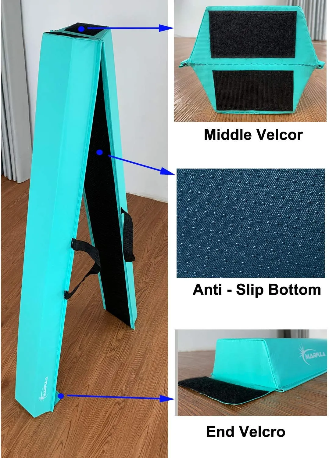 Balance Beam - Folding Floor Gymnastics Equipment for Kids, Non Slip Base - 6 FT to 10 FT for Home Gym Use
