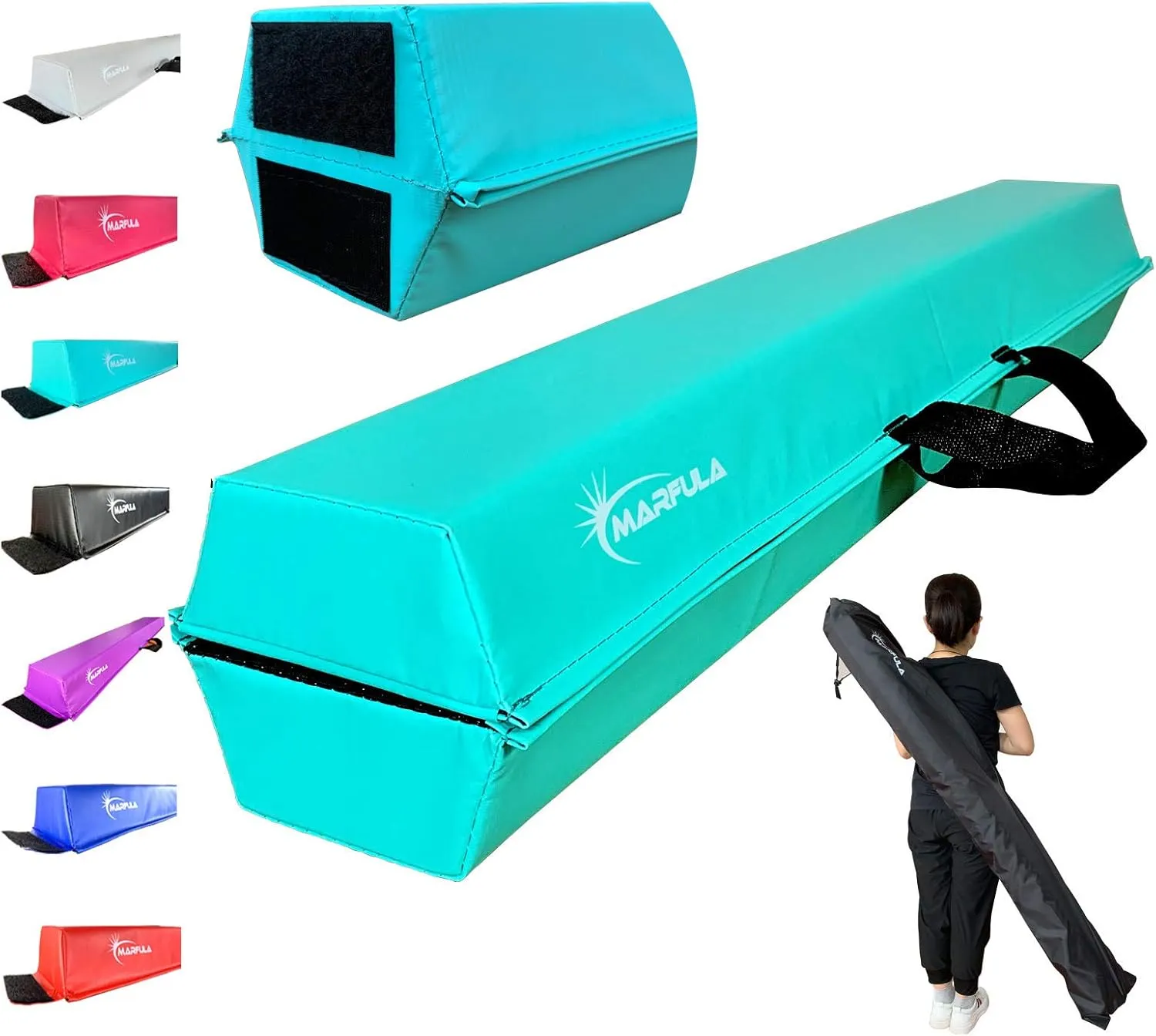 Balance Beam - Folding Floor Gymnastics Equipment for Kids, Non Slip Base - 6 FT to 10 FT for Home Gym Use