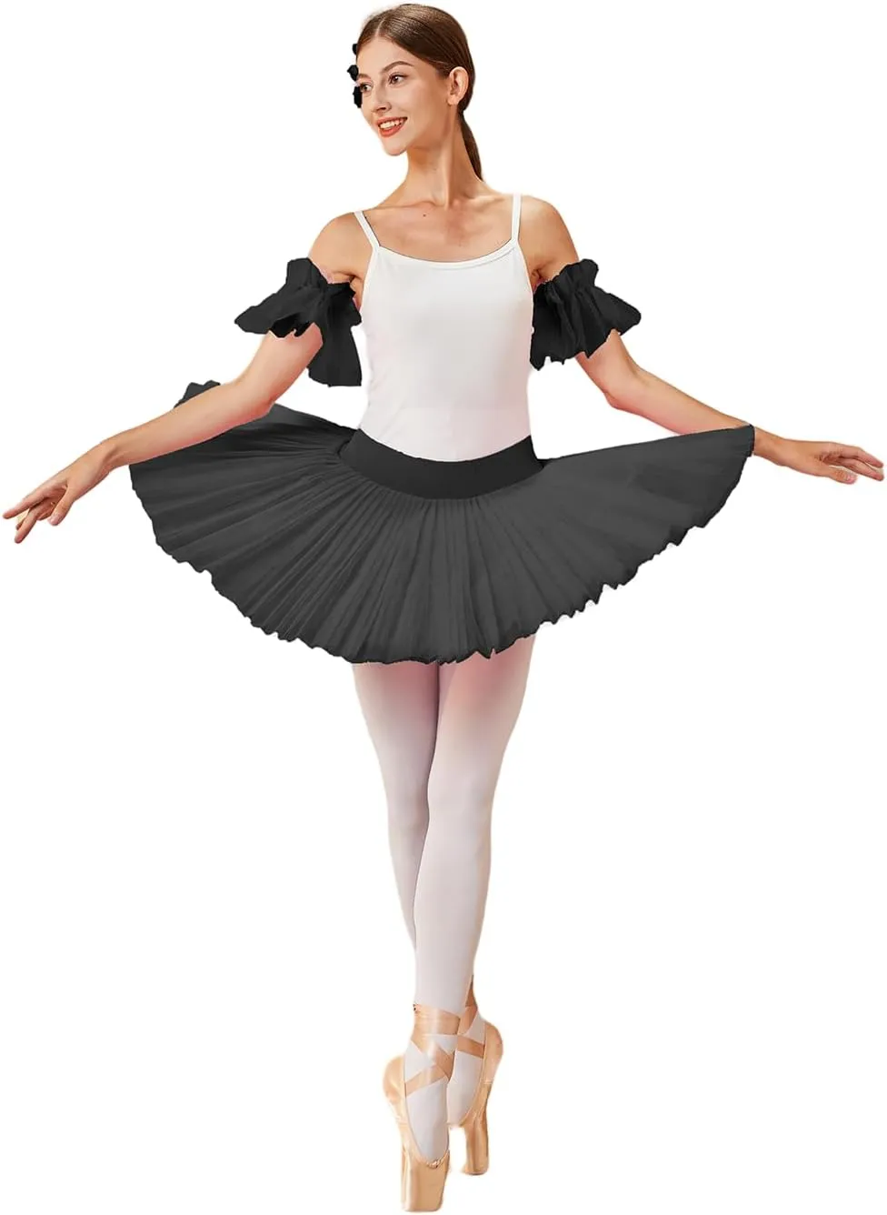 Ballet Dance Practice Short Skirt - 6-Layer Hard Mesh Gauze Pancake Tutu Without Top for Swan Lake Performance