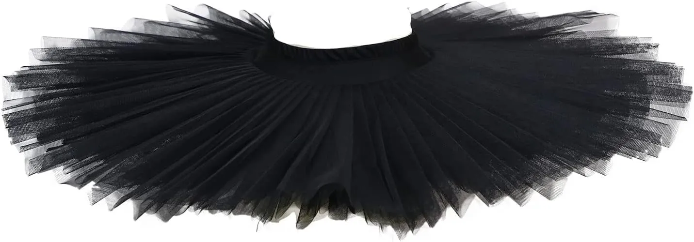Ballet Dance Practice Short Skirt - 6-Layer Hard Mesh Gauze Pancake Tutu Without Top for Swan Lake Performance