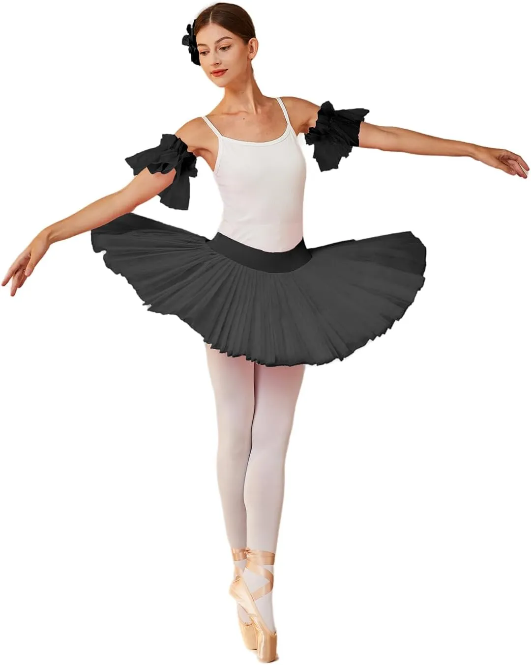 Ballet Dance Practice Short Skirt - 6-Layer Hard Mesh Gauze Pancake Tutu Without Top for Swan Lake Performance