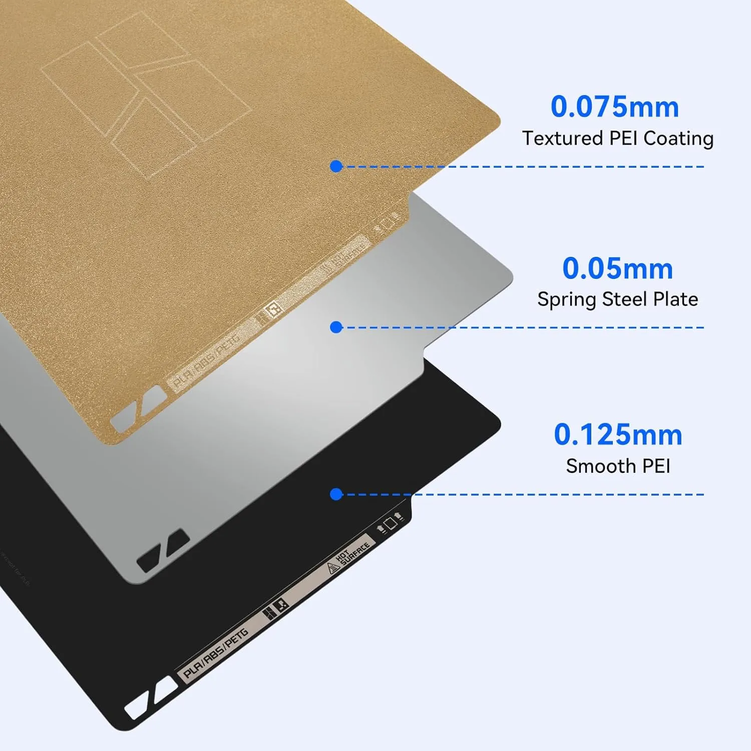 Bamboo Lab Original Dual-Sided Textured/Smooth PEI Build Plate for Bambu Lab X1C/X1/X1E/ P1P/P1S/A1 3D Printer, Double Sided PEI Spring Sheet Flexible Print Bed Removable Surface Platform 257x257mm