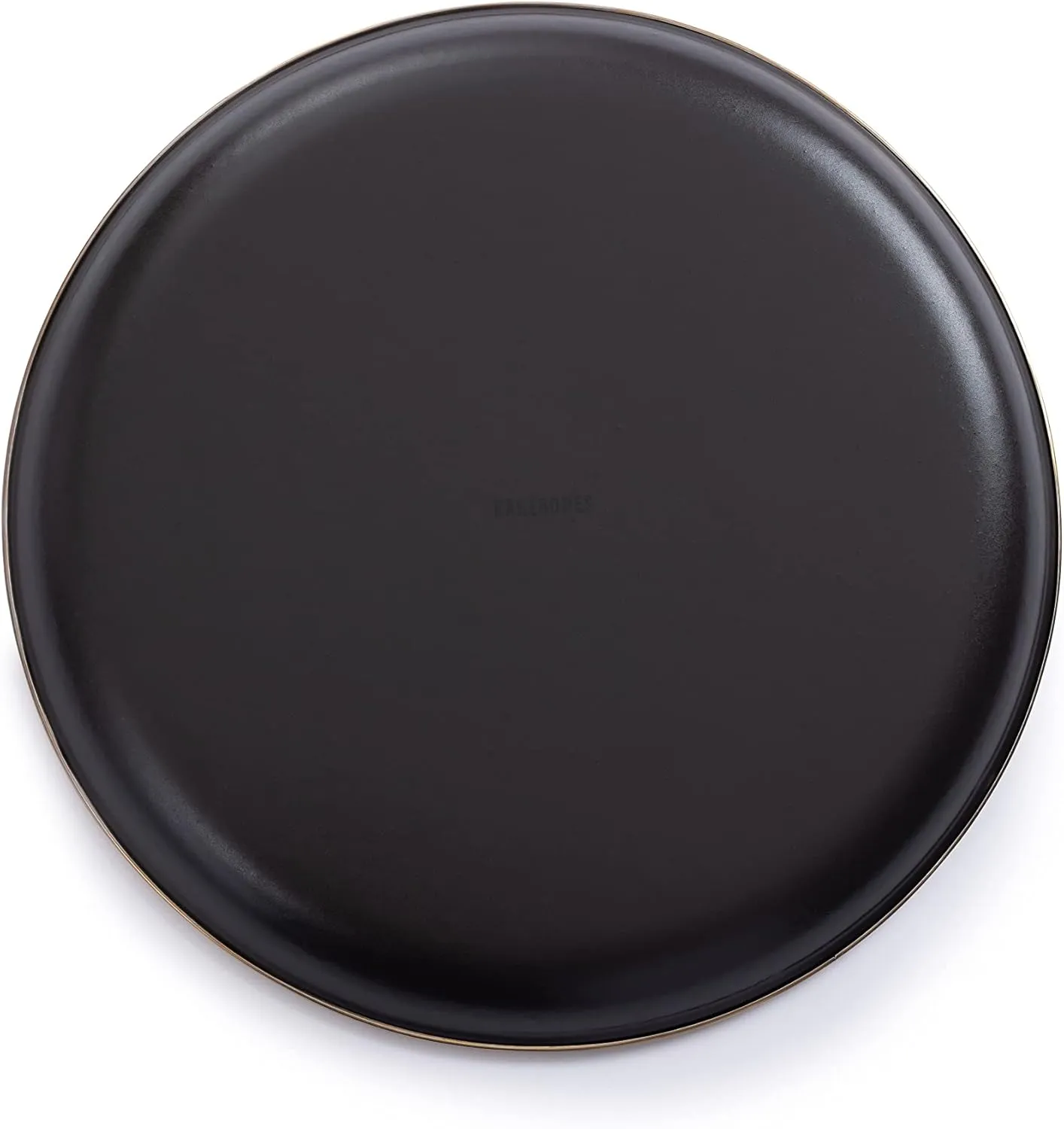 Barebones Enamel Deep Plate - Set of 2 Dinner Plates - Hand-Finished Baked Stainless Steel Trim Plate Set - Camping Kitchen and Dish Set (Charcoal)
